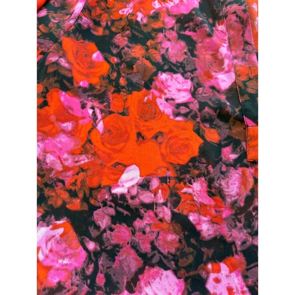 Steve Madden Womens S  Hudson Floral Print Sheer Red/Pink Blouse Fairy/Whimsy - Picture 6 of 7